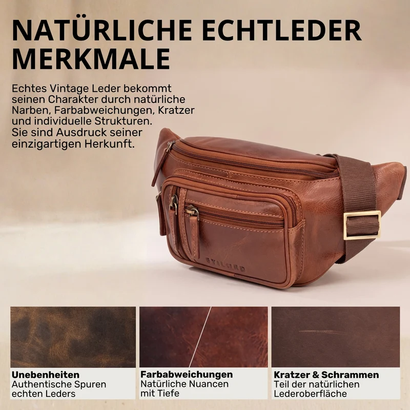 "Greg" Bauchtasche / Gürteltasche Echtes Leder für Damen Herren Groß