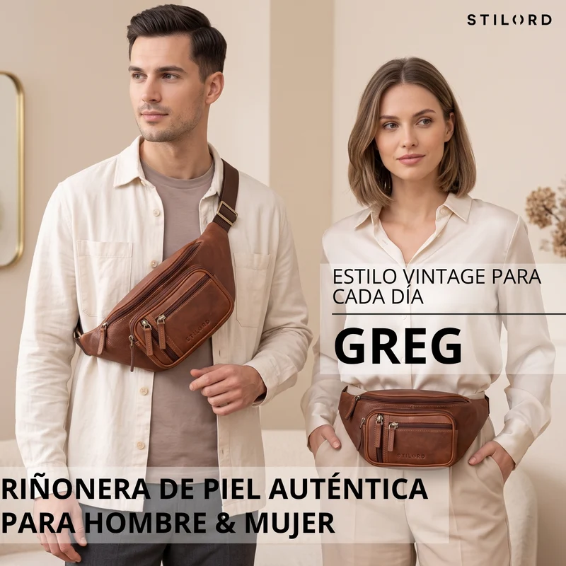"Greg" Bauchtasche / Gürteltasche Echtes Leder für Damen Herren Groß