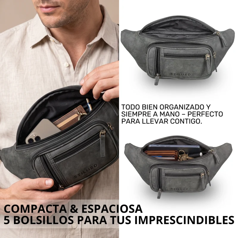 "Greg" Bauchtasche / Gürteltasche Echtes Leder für Damen Herren Groß
