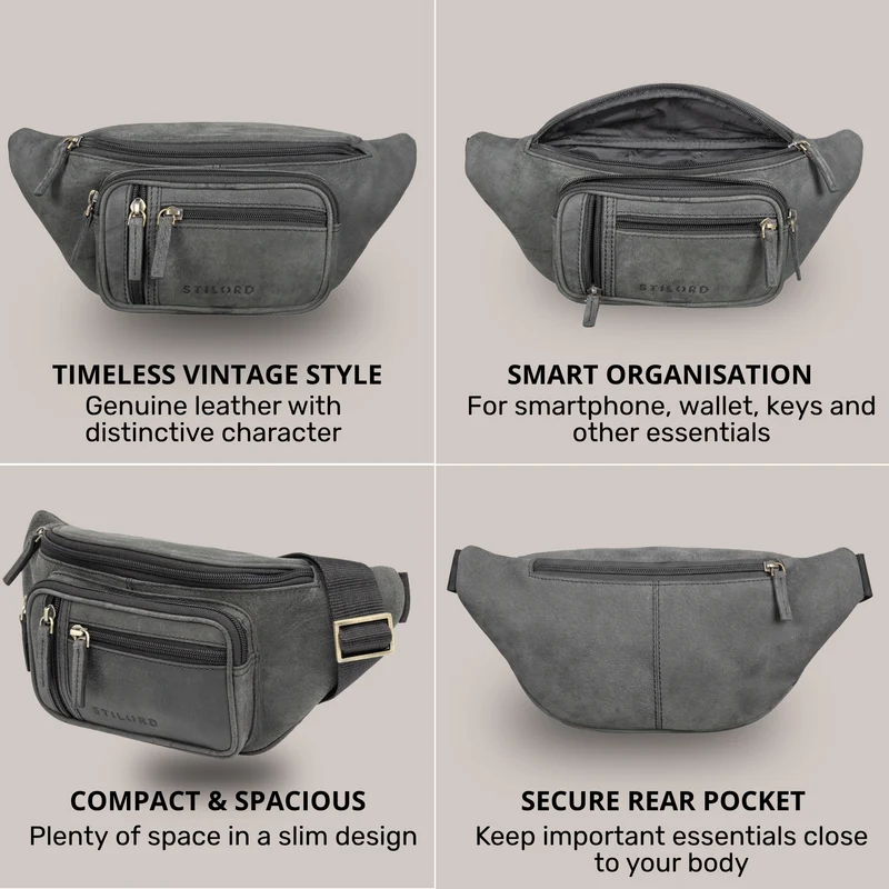 "Greg" Bauchtasche / Gürteltasche Echtes Leder für Damen Herren Groß