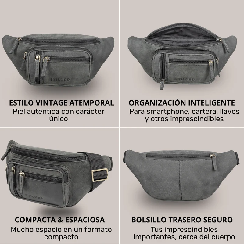 "Greg" Bauchtasche / Gürteltasche Echtes Leder für Damen Herren Groß