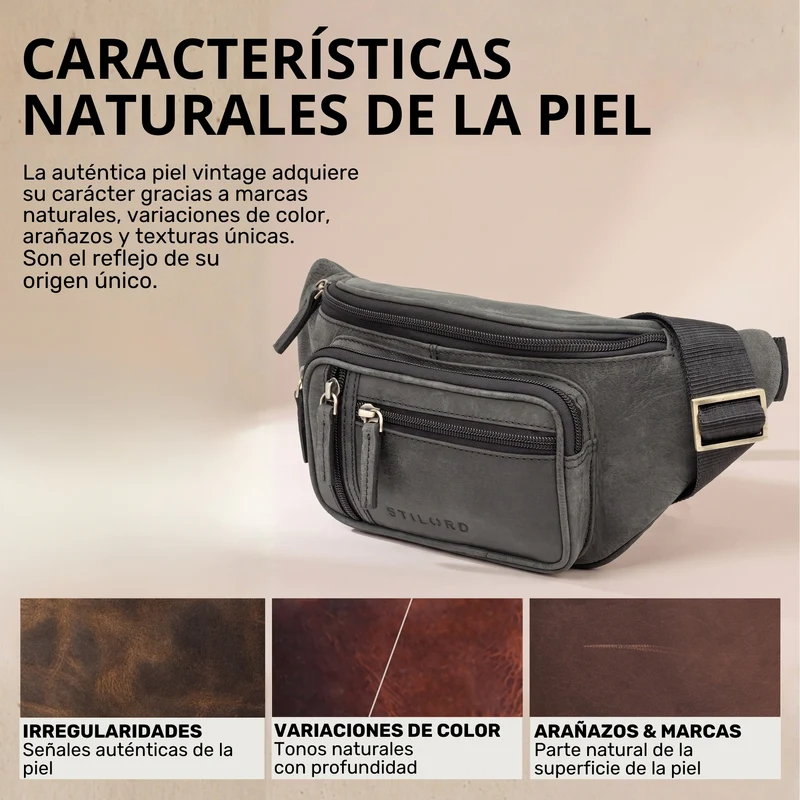 "Greg" Bauchtasche / Gürteltasche Echtes Leder für Damen Herren Groß