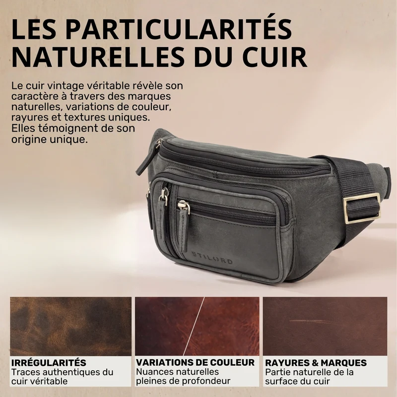 "Greg" Bauchtasche / Gürteltasche Echtes Leder für Damen Herren Groß