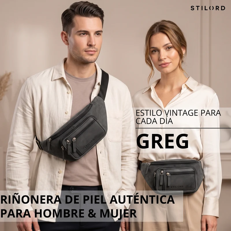 "Greg" Bauchtasche / Gürteltasche Echtes Leder für Damen Herren Groß