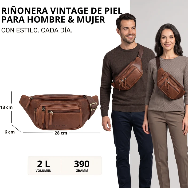 "Greg" Bauchtasche / Gürteltasche Echtes Leder für Damen Herren Groß