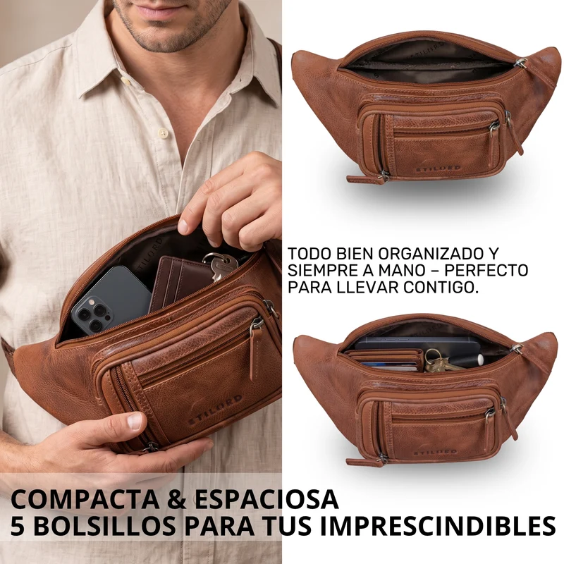 "Greg" Bauchtasche / Gürteltasche Echtes Leder für Damen Herren Groß