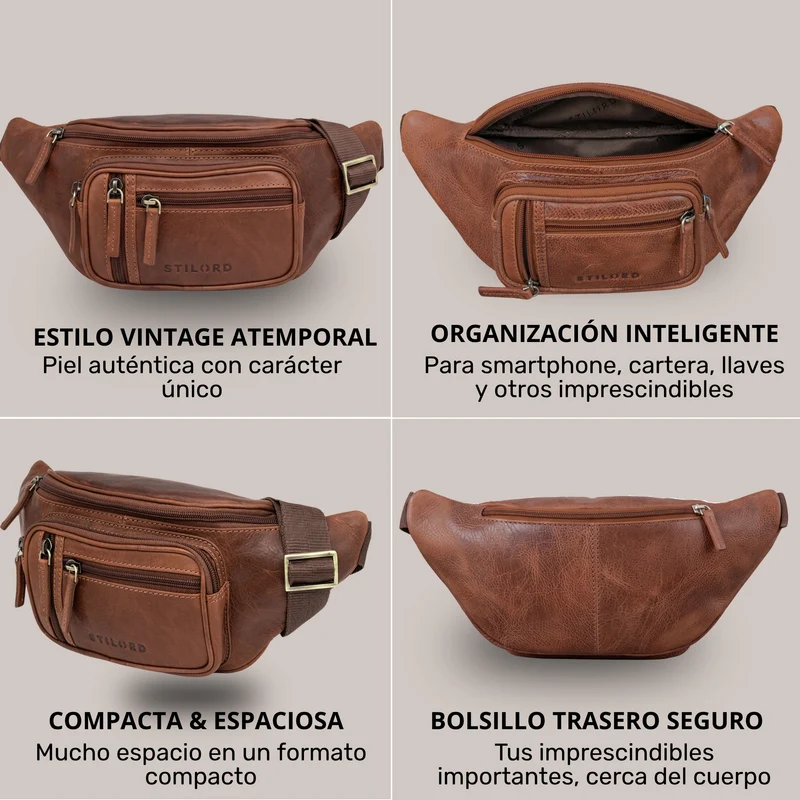 "Greg" Bauchtasche / Gürteltasche Echtes Leder für Damen Herren Groß