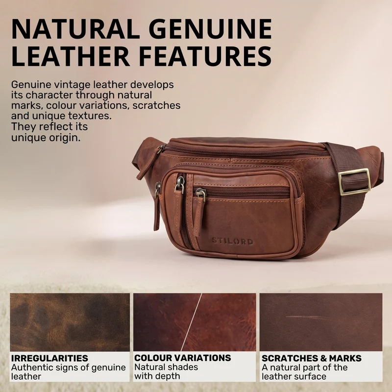 "Greg" Bauchtasche / Gürteltasche Echtes Leder für Damen Herren Groß