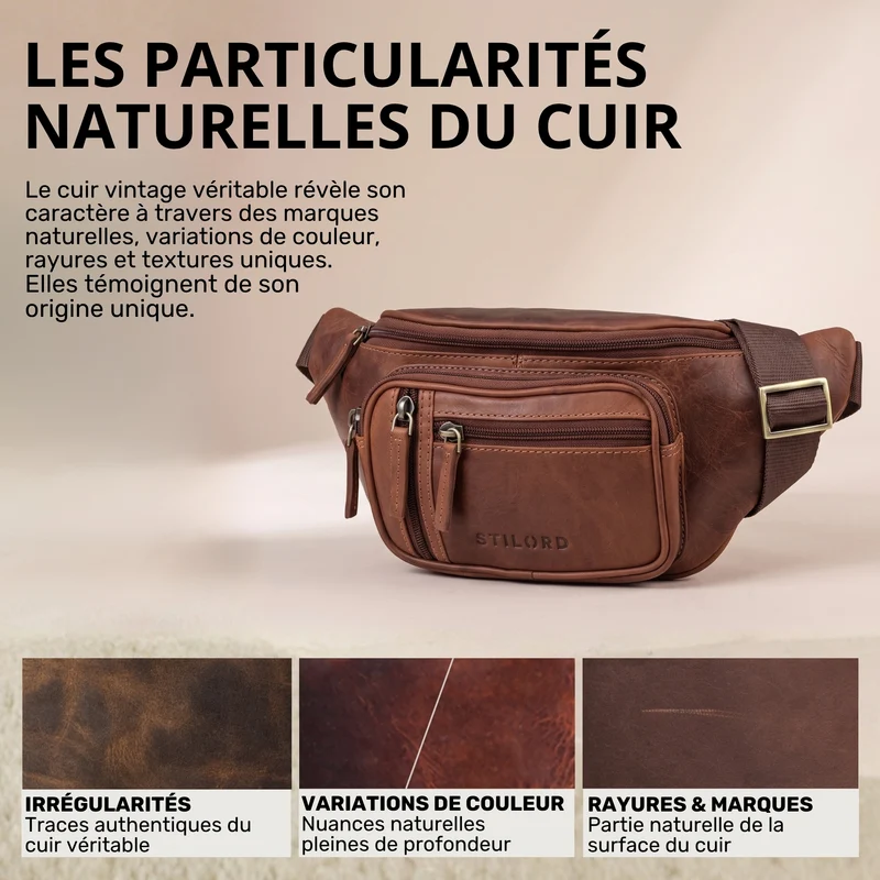 "Greg" Bauchtasche / Gürteltasche Echtes Leder für Damen Herren Groß