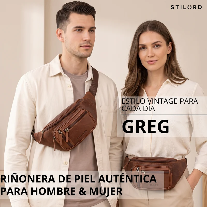 "Greg" Bauchtasche / Gürteltasche Echtes Leder für Damen Herren Groß