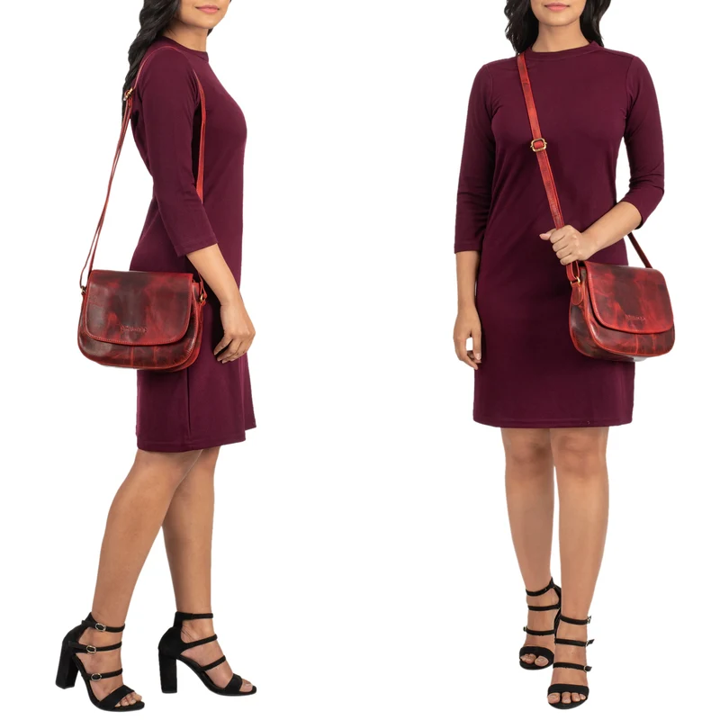 "Savannah" Umhängetasche Damen Leder kleine Echtleder Handtasche