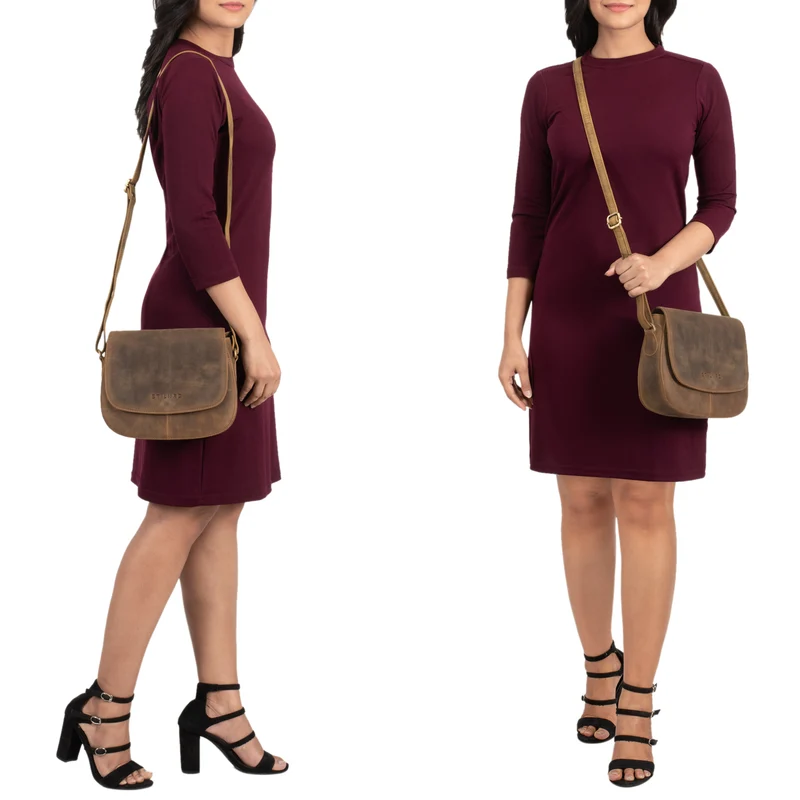 "Savannah" Umhängetasche Damen Leder kleine Echtleder Handtasche