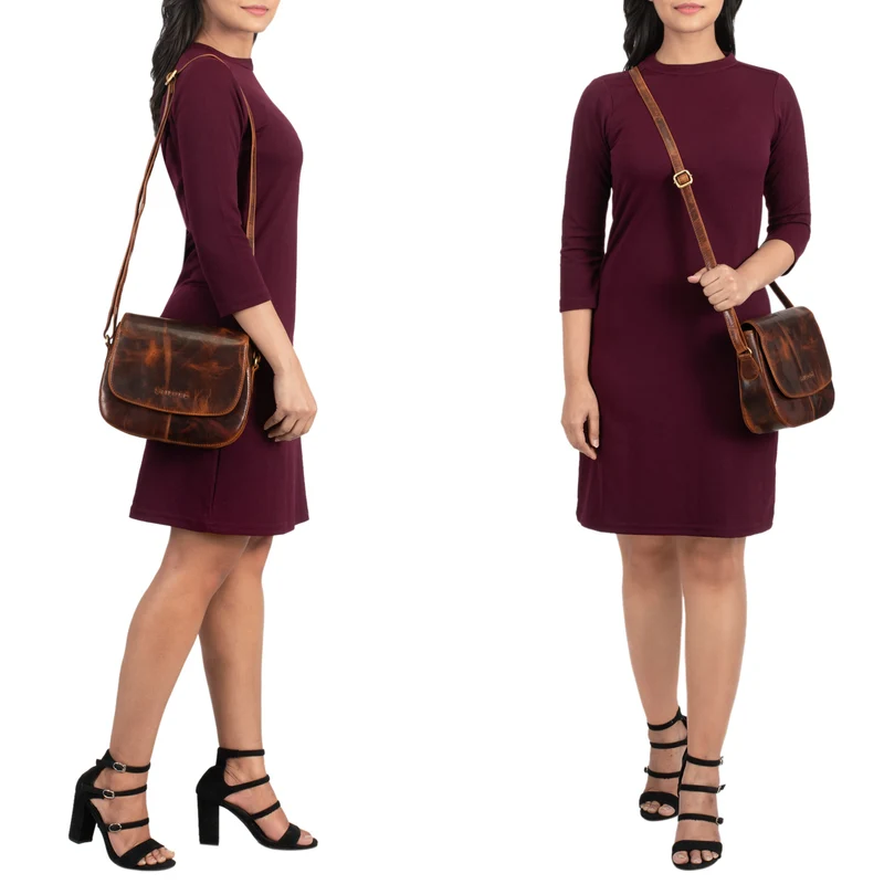"Savannah" Umhängetasche Damen Leder kleine Echtleder Handtasche