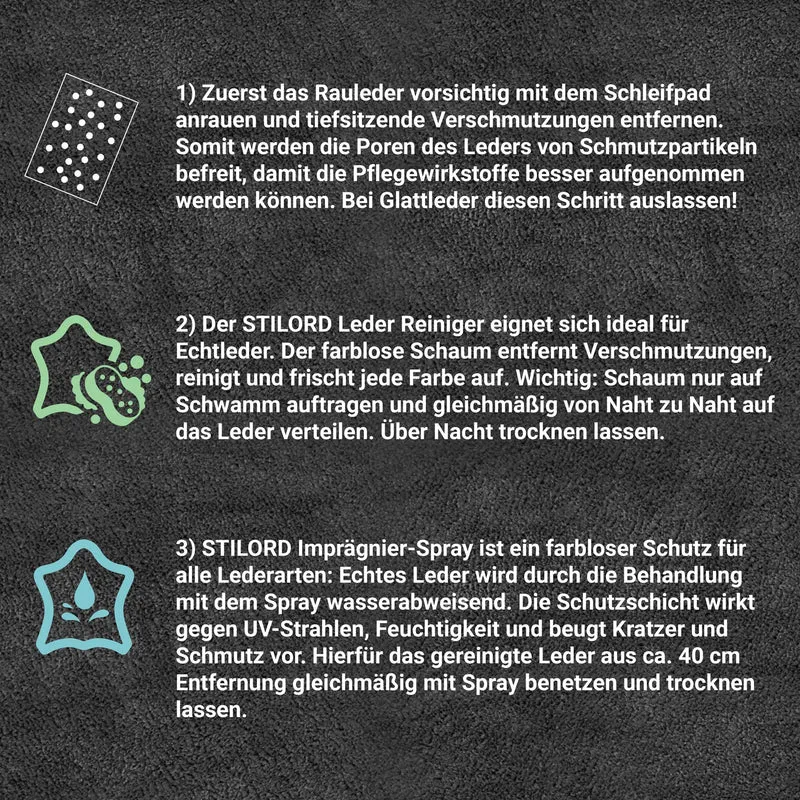 Lederpflege Set für Reinigung und Imprägnierung