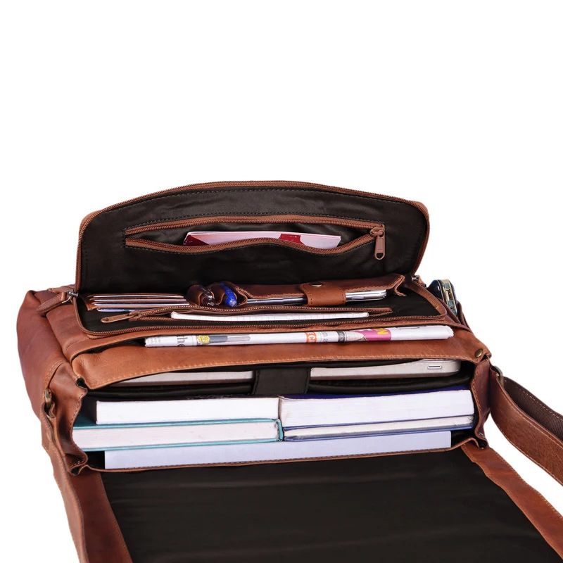 "Marvin" Umhängetasche Leder Groß 15.6 Zoll Laptoptasche