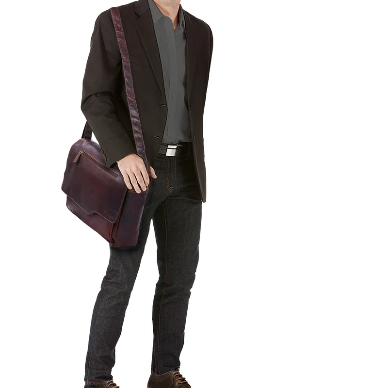 "Marvin" Umhängetasche Leder Groß 15.6 Zoll Laptoptasche