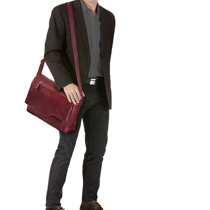 "Marvin" Umhängetasche Leder Groß 15.6 Zoll Laptoptasche