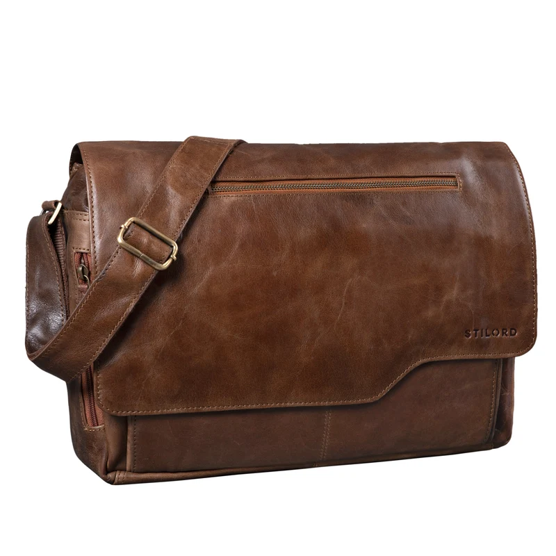 "Marvin" Umhängetasche Leder Groß 15.6 Zoll Laptoptasche