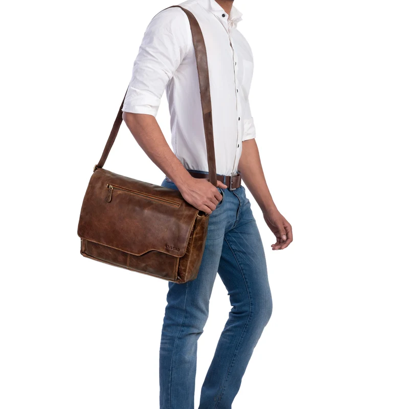"Marvin" Umhängetasche Leder Groß 15.6 Zoll Laptoptasche