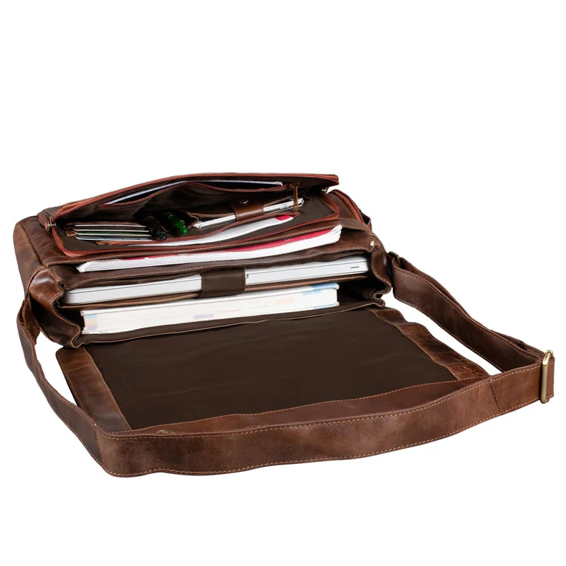 "Marvin" Umhängetasche Leder Groß 15.6 Zoll Laptoptasche