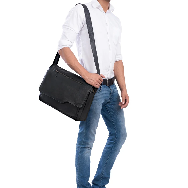 "Marvin" Umhängetasche Leder Groß 15.6 Zoll Laptoptasche