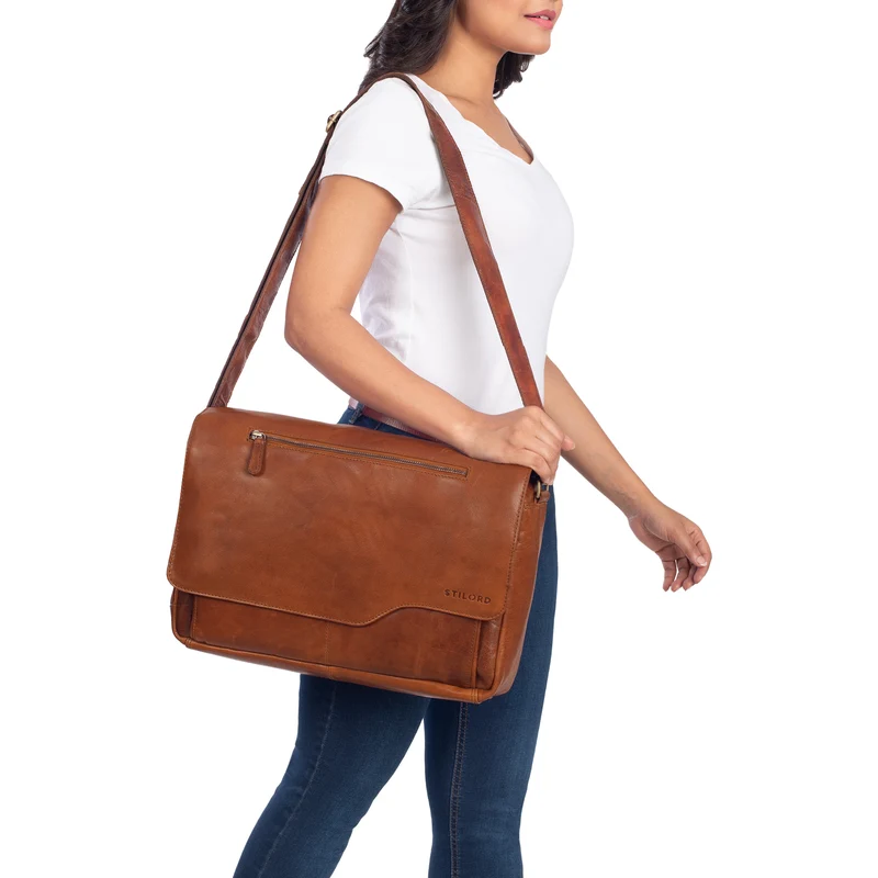"Marvin" Umhängetasche Leder Groß 15.6 Zoll Laptoptasche