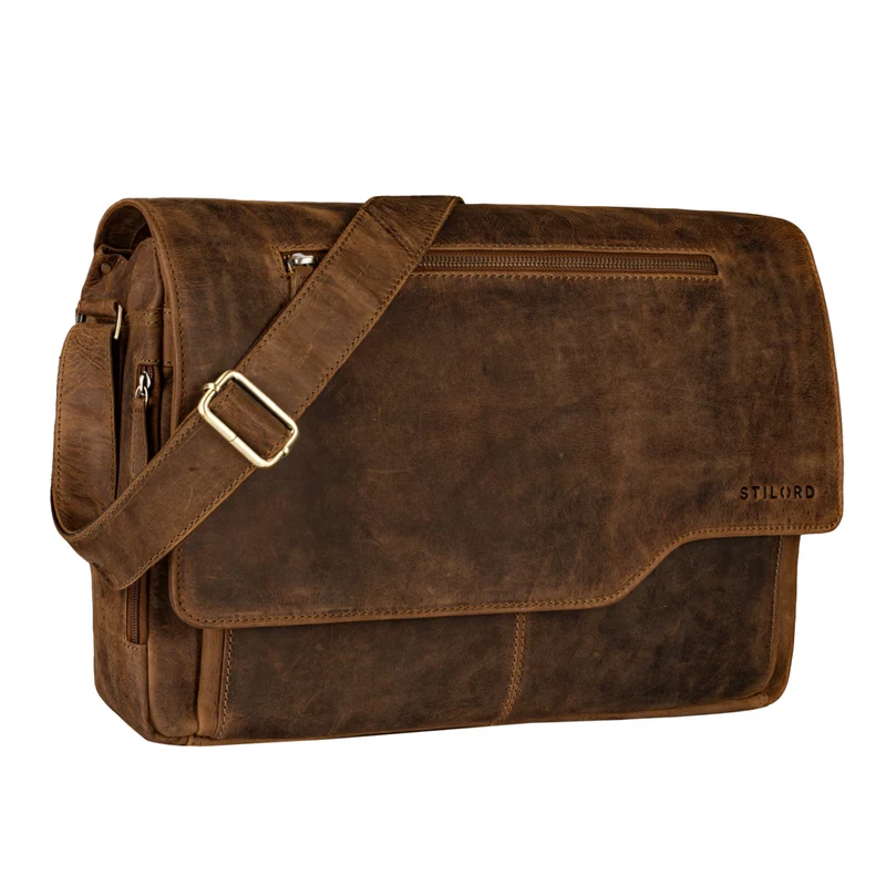 "Marvin" Umhängetasche Leder Groß 15.6 Zoll Laptoptasche
