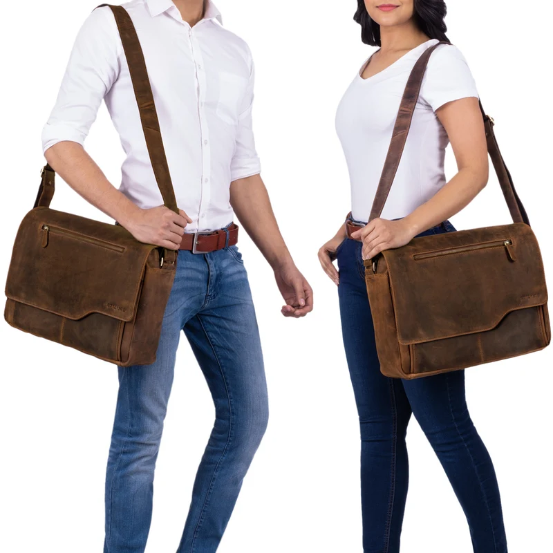 "Marvin" Umhängetasche Leder Groß 15.6 Zoll Laptoptasche