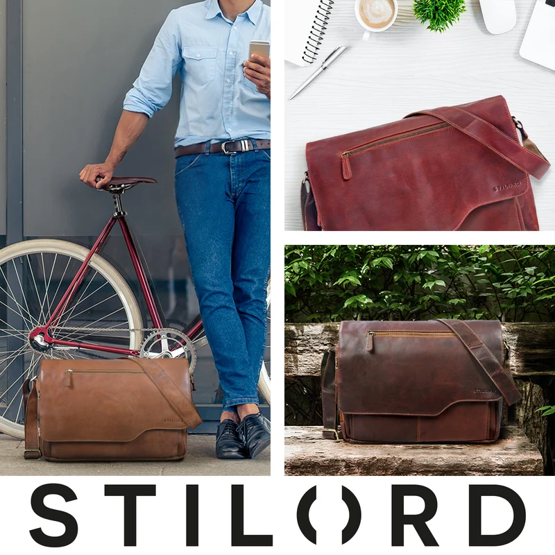 "Marvin" Umhängetasche Leder Groß 15.6 Zoll Laptoptasche