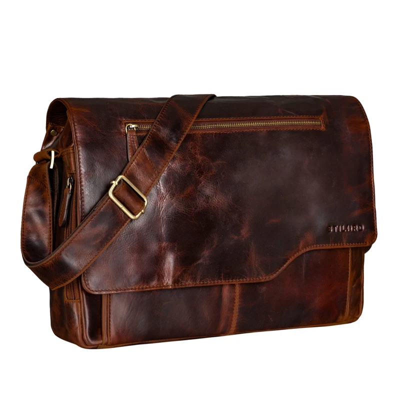 "Marvin" Umhängetasche Leder Groß 15.6 Zoll Laptoptasche
