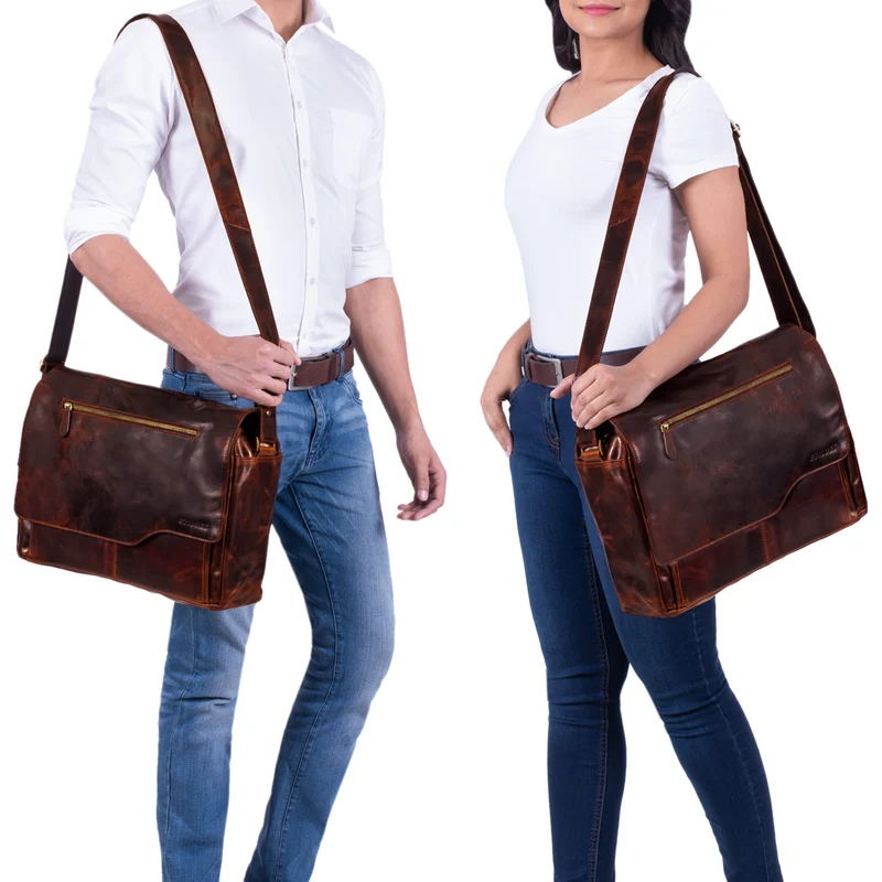 "Marvin" Umhängetasche Leder Groß 15.6 Zoll Laptoptasche