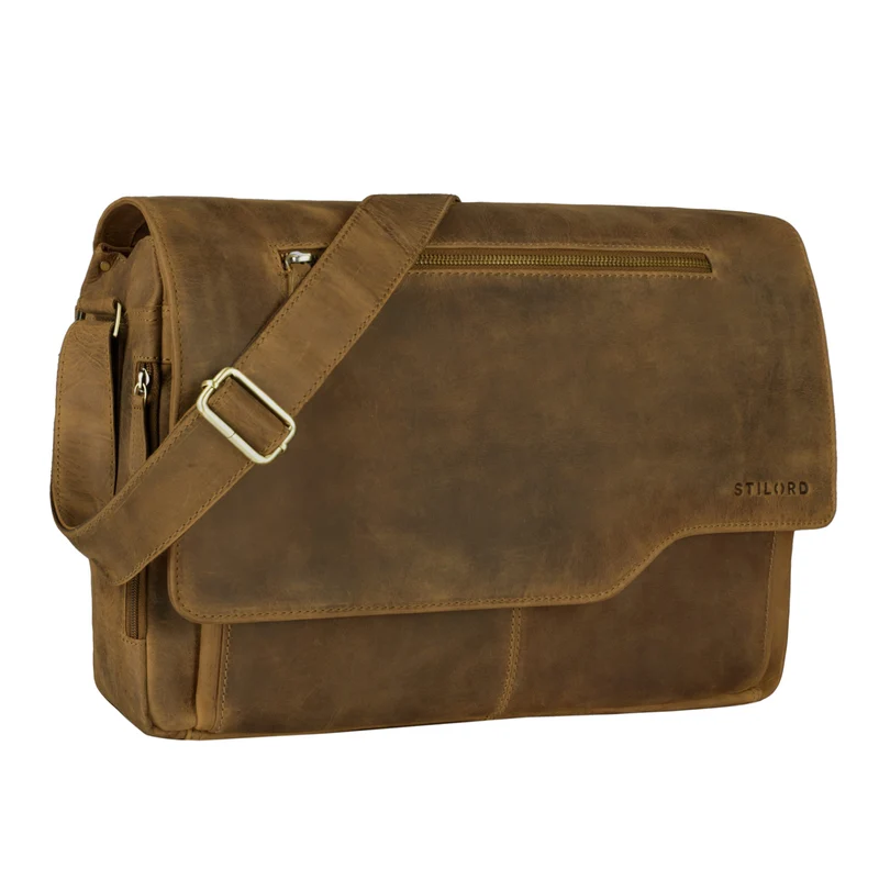 "Marvin" Umhängetasche Leder Groß 15.6 Zoll Laptoptasche