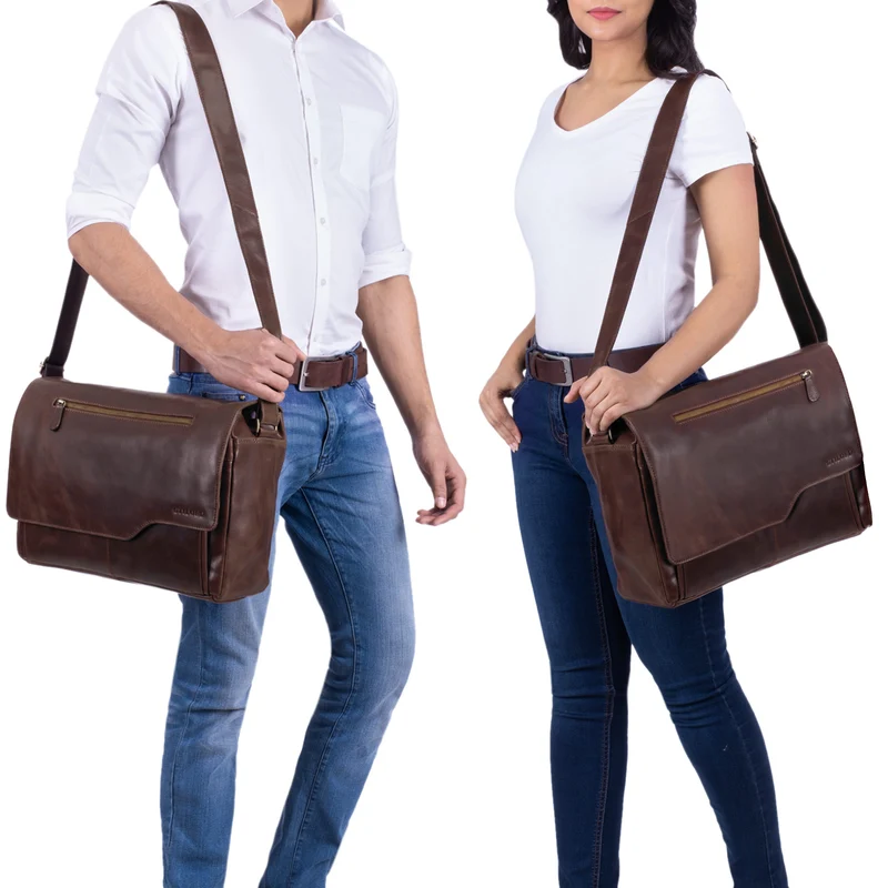 "Marvin" Umhängetasche Leder Groß 15.6 Zoll Laptoptasche
