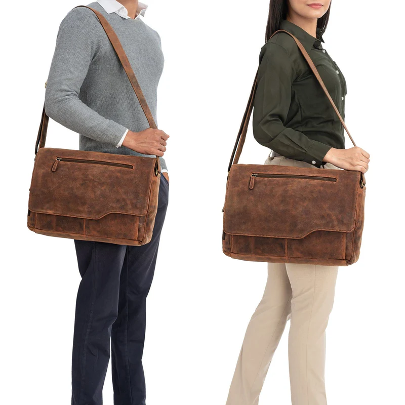 "Marvin" Umhängetasche Leder Groß 15.6 Zoll Laptoptasche