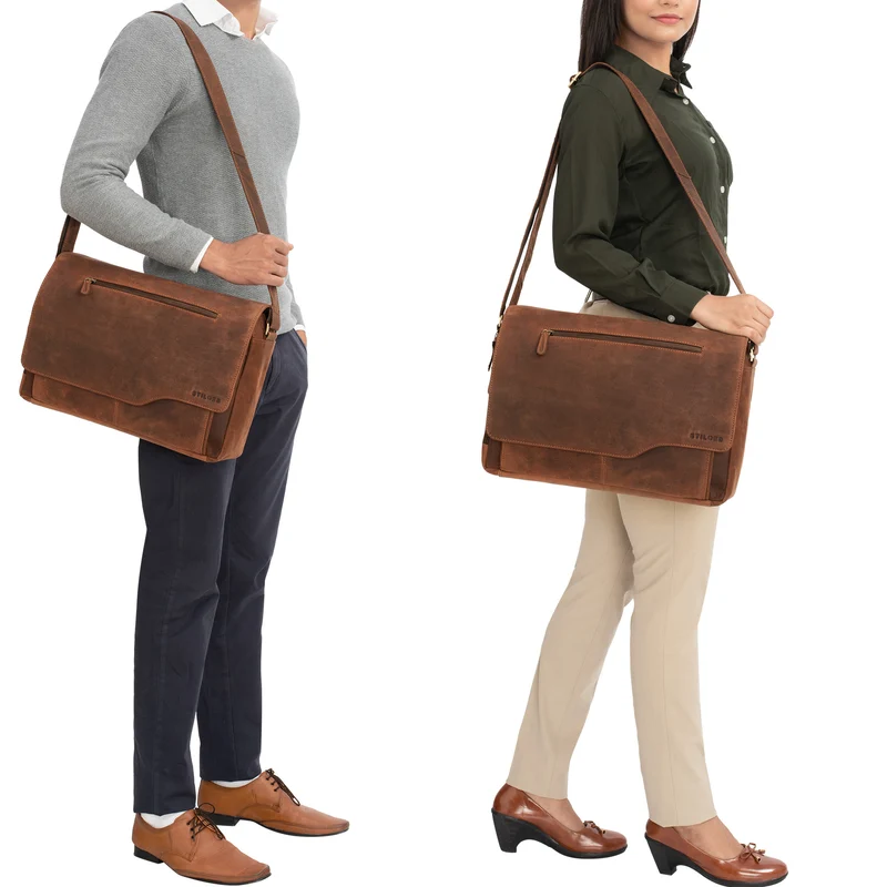 "Marvin" Umhängetasche Leder Groß 15.6 Zoll Laptoptasche