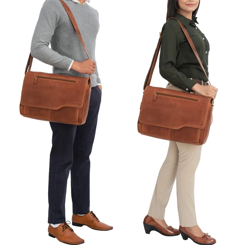 "Marvin" Umhängetasche Leder Groß 15.6 Zoll Laptoptasche