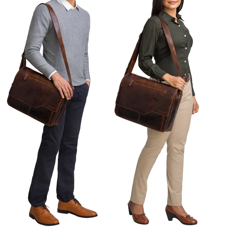 "Marvin" Umhängetasche Leder Groß 15.6 Zoll Laptoptasche