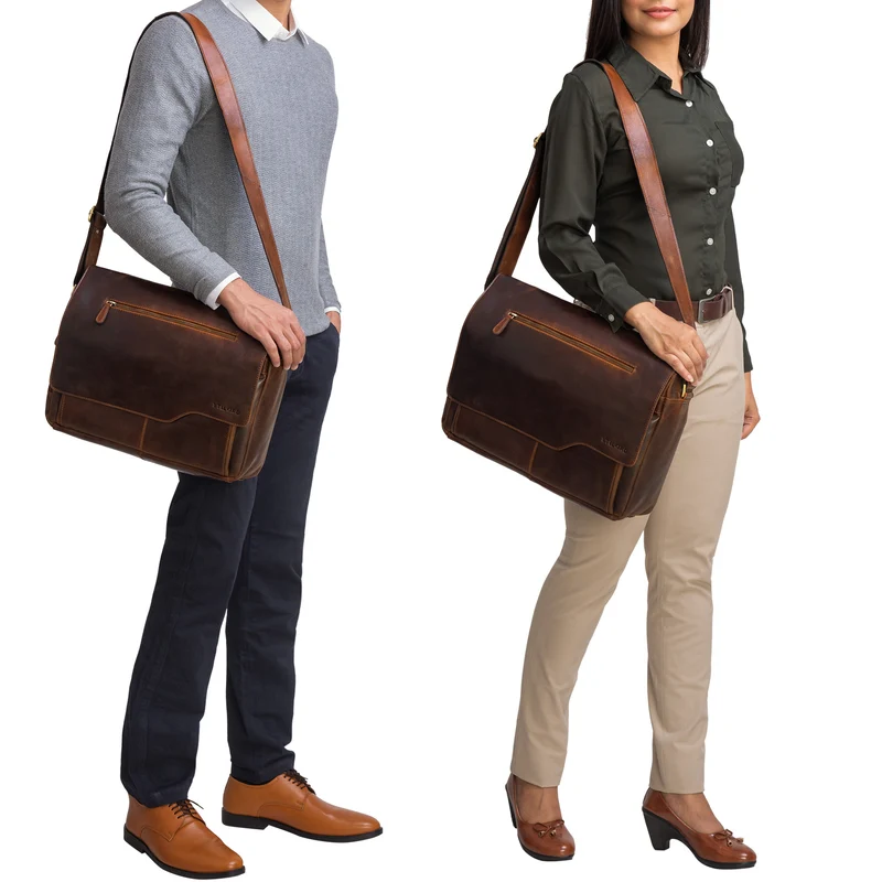 "Marvin" Umhängetasche Leder Groß 15.6 Zoll Laptoptasche