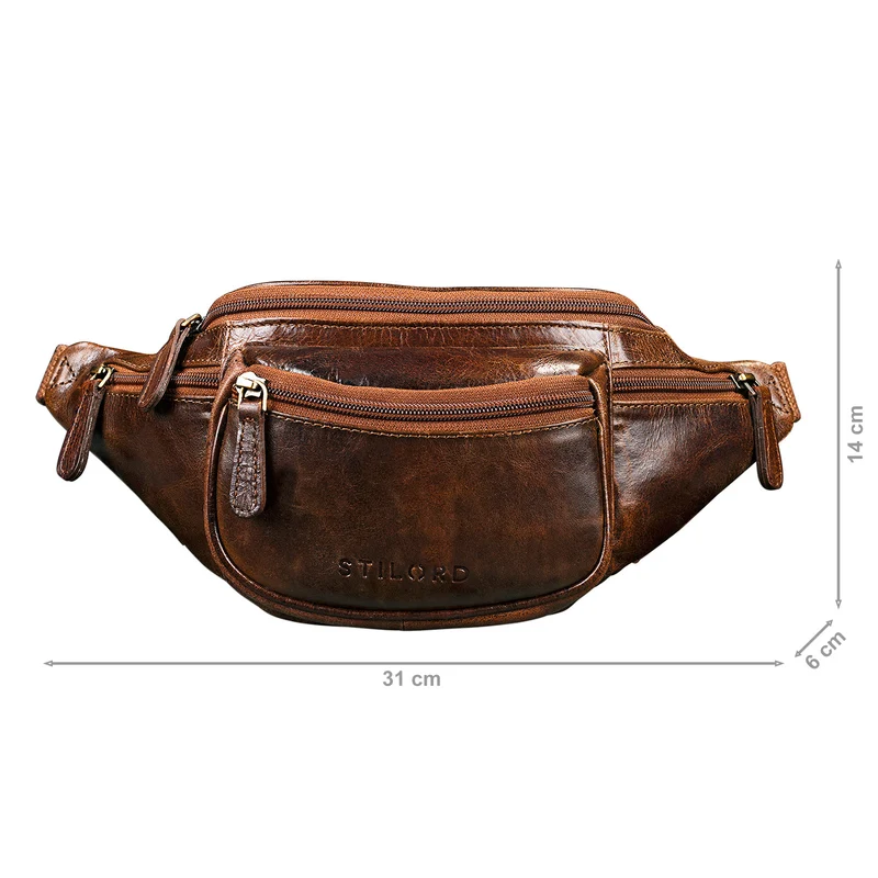 "Eliah" Vintage Gürteltasche Leder für Damen und Herren