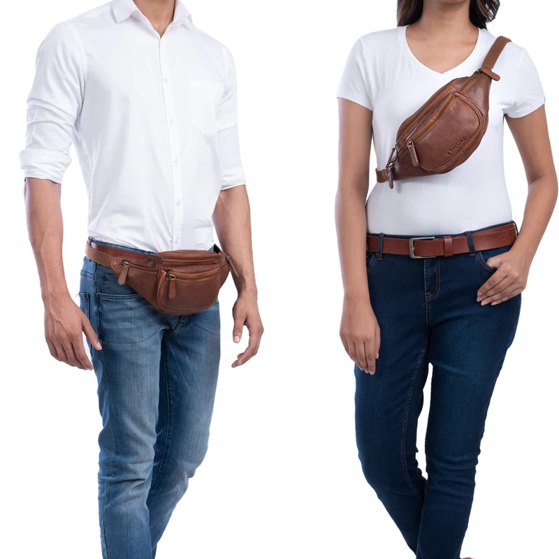 "Eliah" Vintage Gürteltasche Leder für Damen und Herren