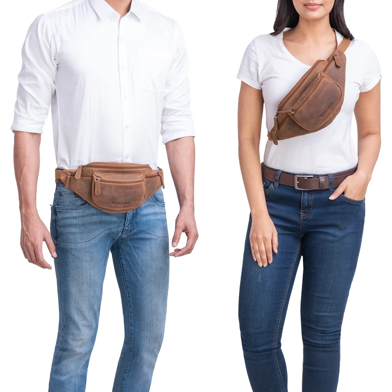 "Eliah" Vintage Gürteltasche Leder für Damen und Herren