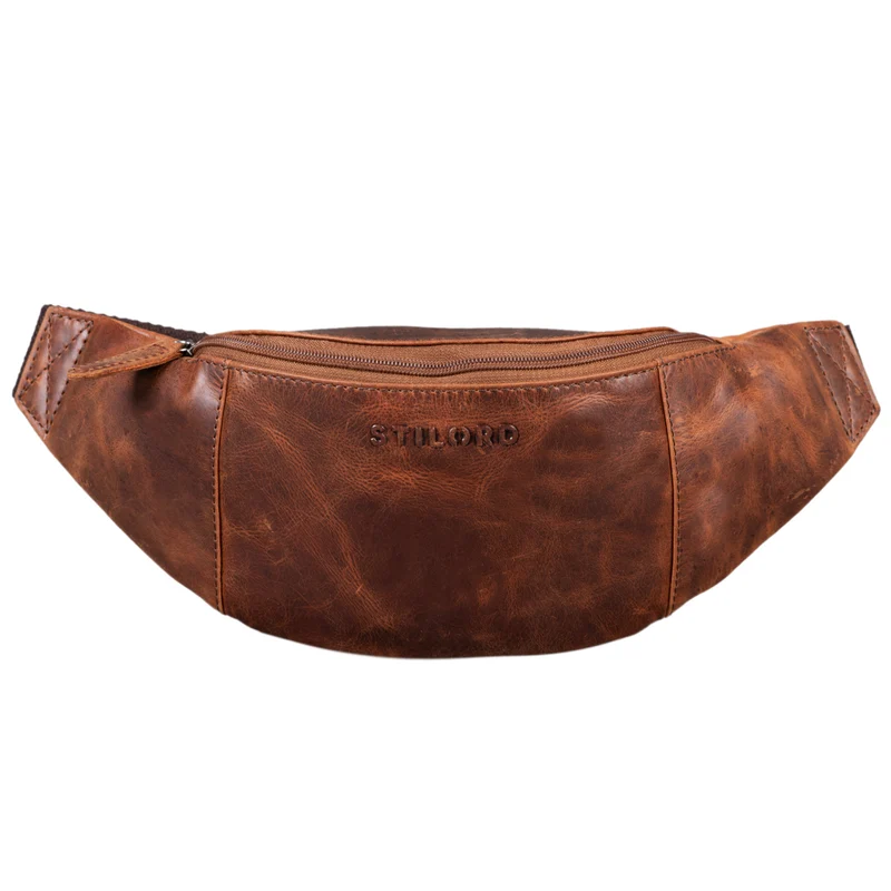 "Shawn" Stylische Leder Gürteltasche groß für Damen und Herren