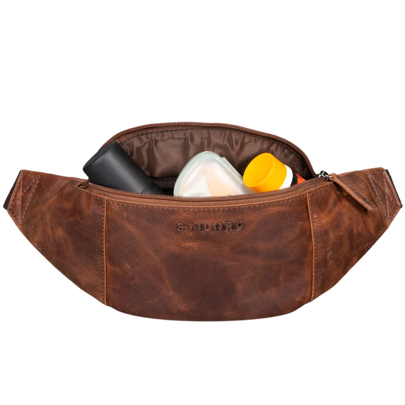 "Shawn" Stylische Leder Gürteltasche groß für Damen und Herren