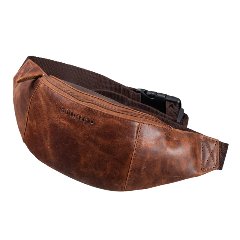 "Shawn" Stylische Leder Gürteltasche groß für Damen und Herren