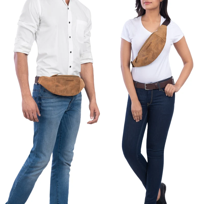 "Shawn" Stylische Leder Gürteltasche groß für Damen und Herren