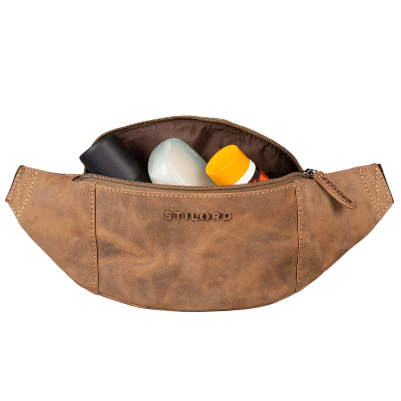"Shawn" Stylische Leder Gürteltasche groß für Damen und Herren