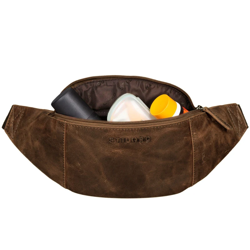 "Shawn" Stylische Leder Gürteltasche groß für Damen und Herren