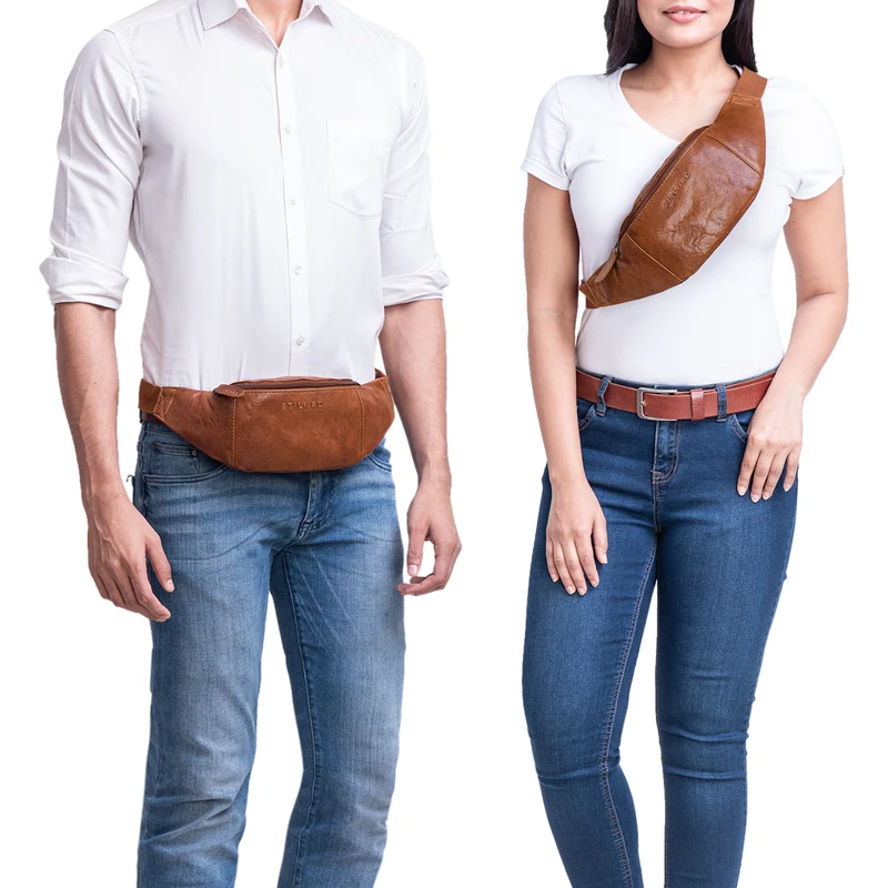 "Shawn" Stylische Leder Gürteltasche groß für Damen und Herren
