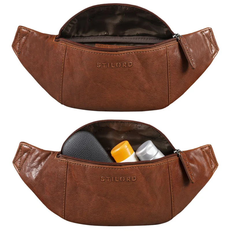 "Shawn" Stylische Leder Gürteltasche groß für Damen und Herren