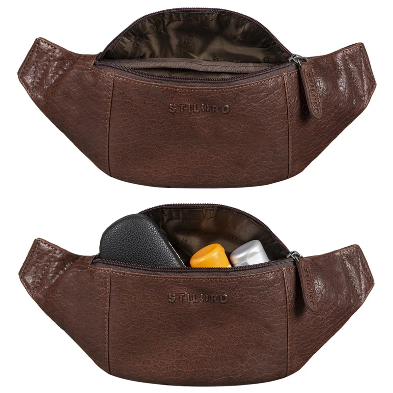 "Shawn" Stylische Leder Gürteltasche groß für Damen und Herren